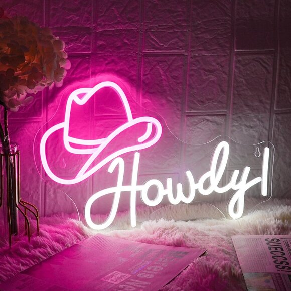 Accents | New Cowboy Hat Neon Sign Howdy Cowboy Led Light For Man Cave ...
